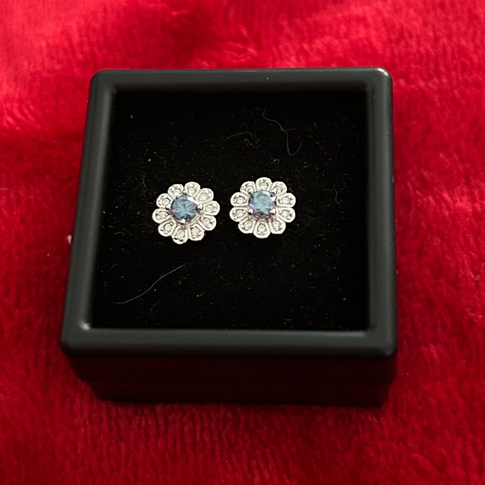 Luxury‎ Blue Moissanite Diamond 925 Sterling Silver screwback earrings